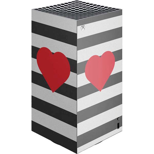 Black And White Striped Heart XBox Series X Digital Edition Console Skin